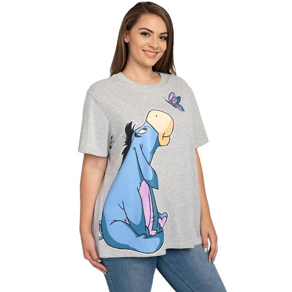 Women’s Plus Size Disney Eeyore Butterfly Gray Short Sleeve Tee (Size 4X Only) - Picture 1 of 8